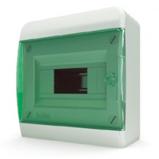 Tekfor бокс навесной 8 мод. IP41, прозрачная зеленая дверца